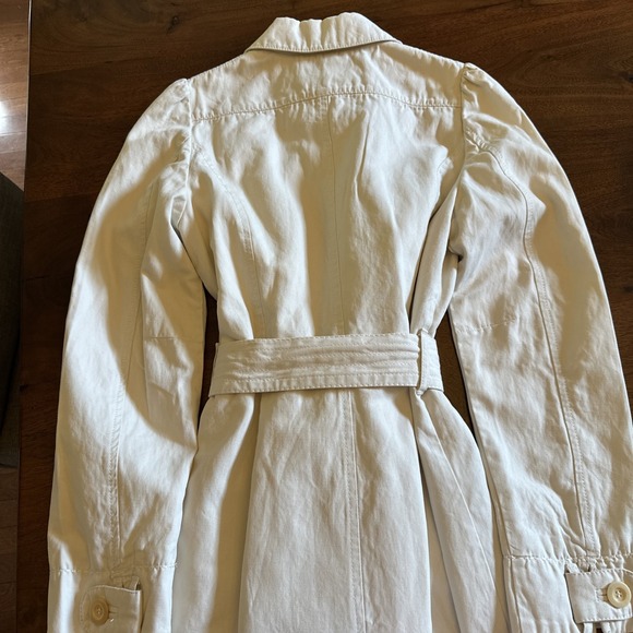 Woman's Long Trench Coat See By Chloe US Sz 4 Light Khaki Button Tie Waist - Picture 10 of 15